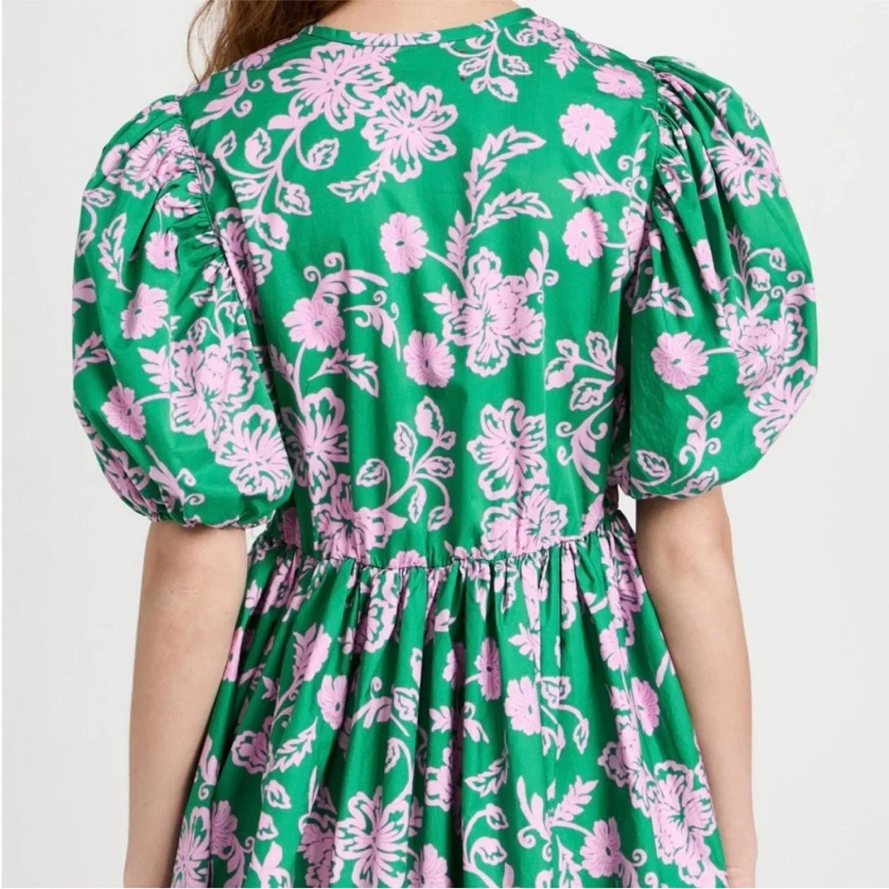 NEW XiRENA Audie Green Pink Floral Mini Dress Cottagecore Coquette Puff Sleeves